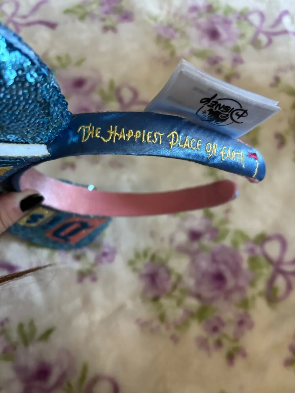 Disney Sequin Blue Minnie Ears Headband with Pastel Accents